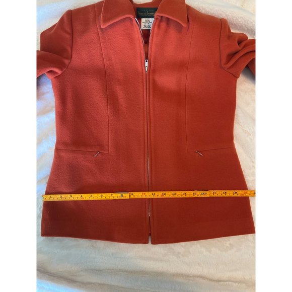 Harvé Benard Wool & Cashmere Coat (Size 6P, Burnt Orange, Made in Ukraine) - Picture 6 of 10
